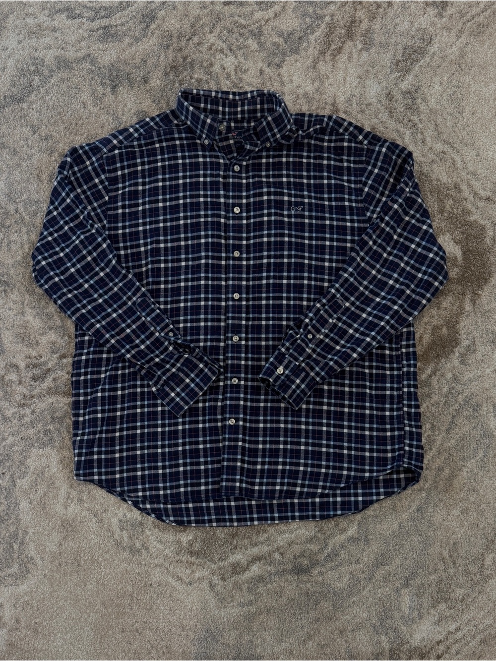 Vineyard Vines Navy & White Plaid Button-Down Shirt